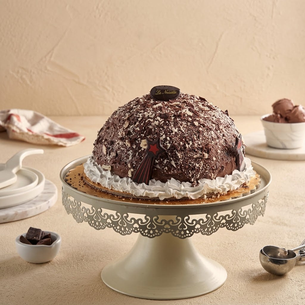 Chocolate, Milk & Mango Ice Cream Half-Sphere Torte